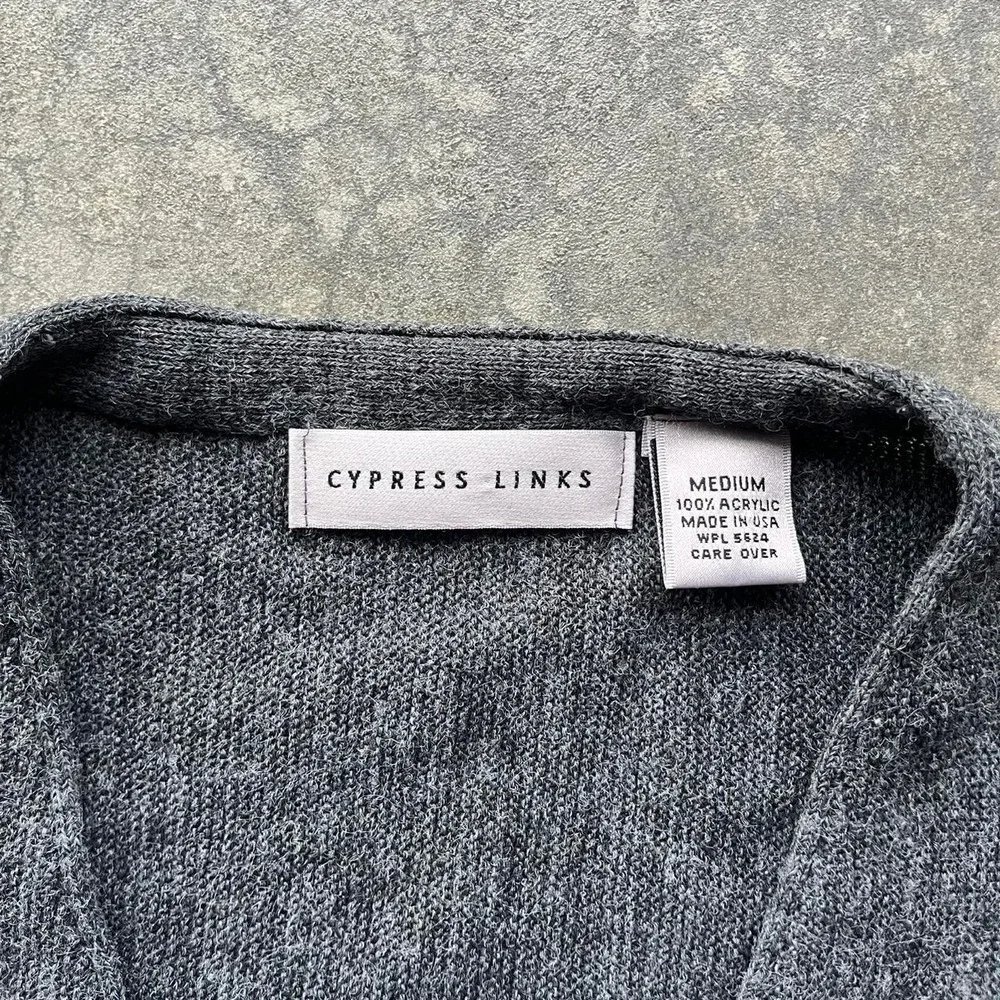Cypress links vintage grey cardigan 100% acrylic Medium Made in USA